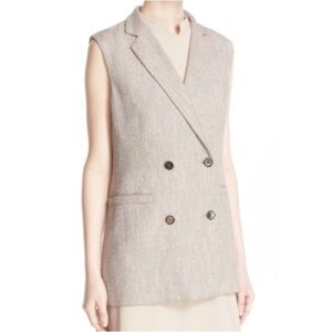 Eleventy Tweed Double Breasted Notched Lapel Sleeveless Blazer Vest Size 42
